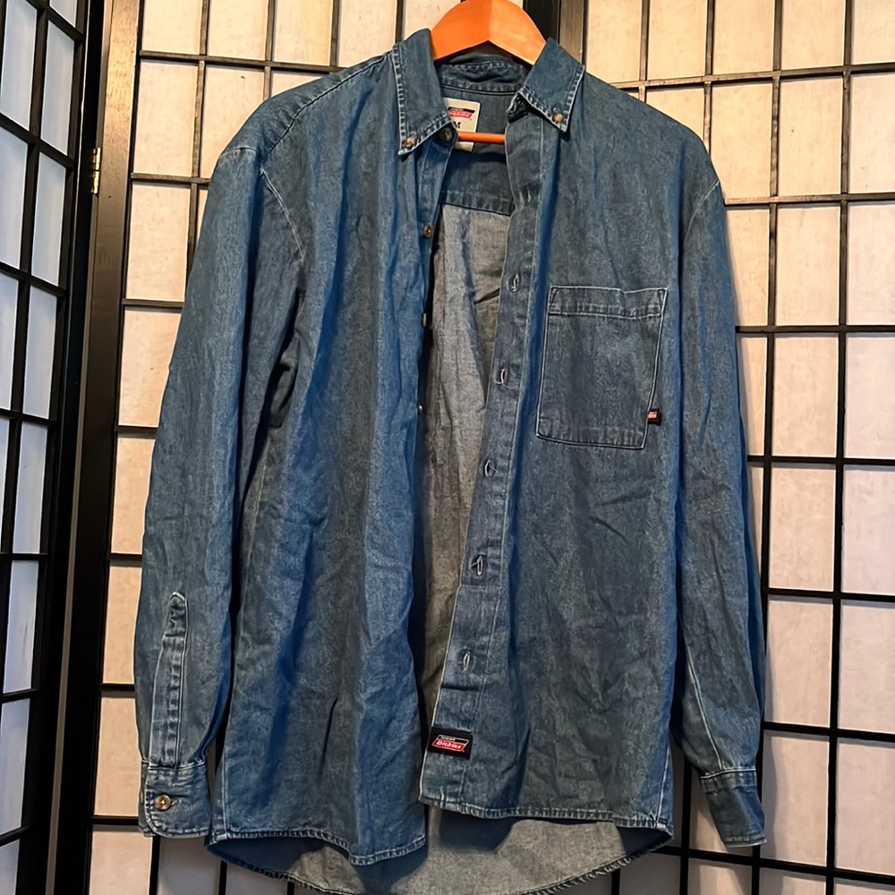 Dickies Denim Shirt Buttondown Size Medium